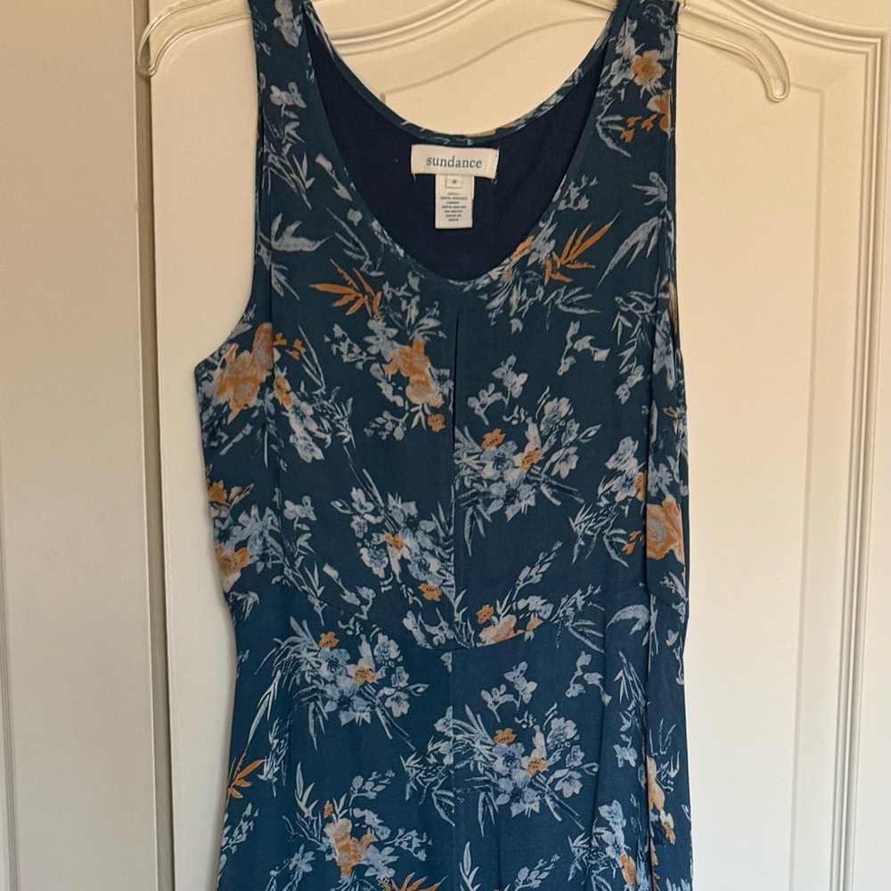 Sundance Teal Floral Sleeveless Maxi Dress with Mustard & White Blooms